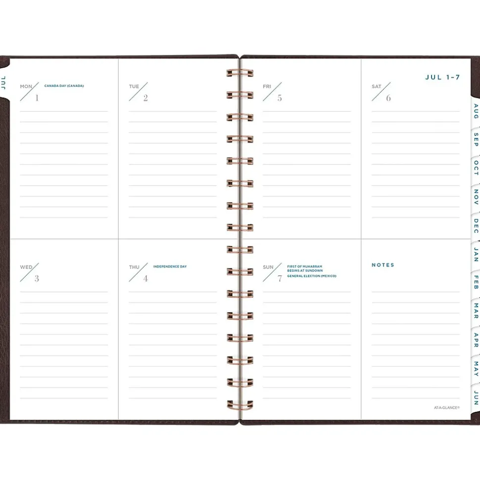 2024-2025 AT-A-GLANCE Signature 5.5" x 8.5" Academic Weekly & Monthly Planner, Faux Leather Cover, Brown (YP200A-09-25)
