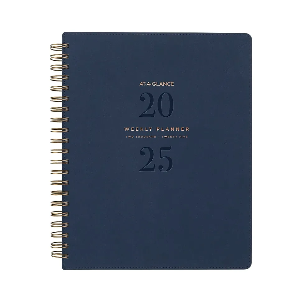 2025 AT-A-GLANCE Signature 8.5" x 11" Weekly & Monthly Planner, Paperboard Cover, Navy (YP905-20-25)