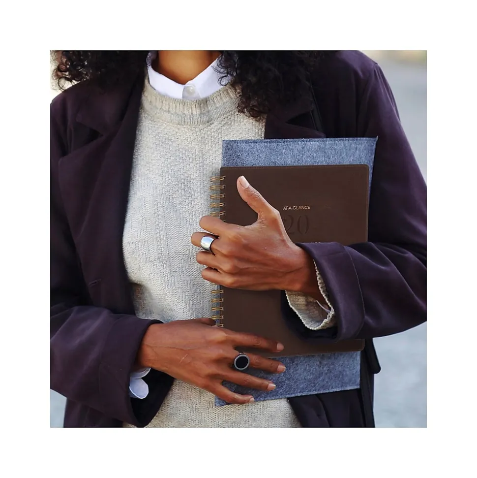 2025 AT-A-GLANCE Signature Collection 8.5" x 11" Weekly & Monthly Planner, Faux Leather Cover, Brown (YP905-09-25)