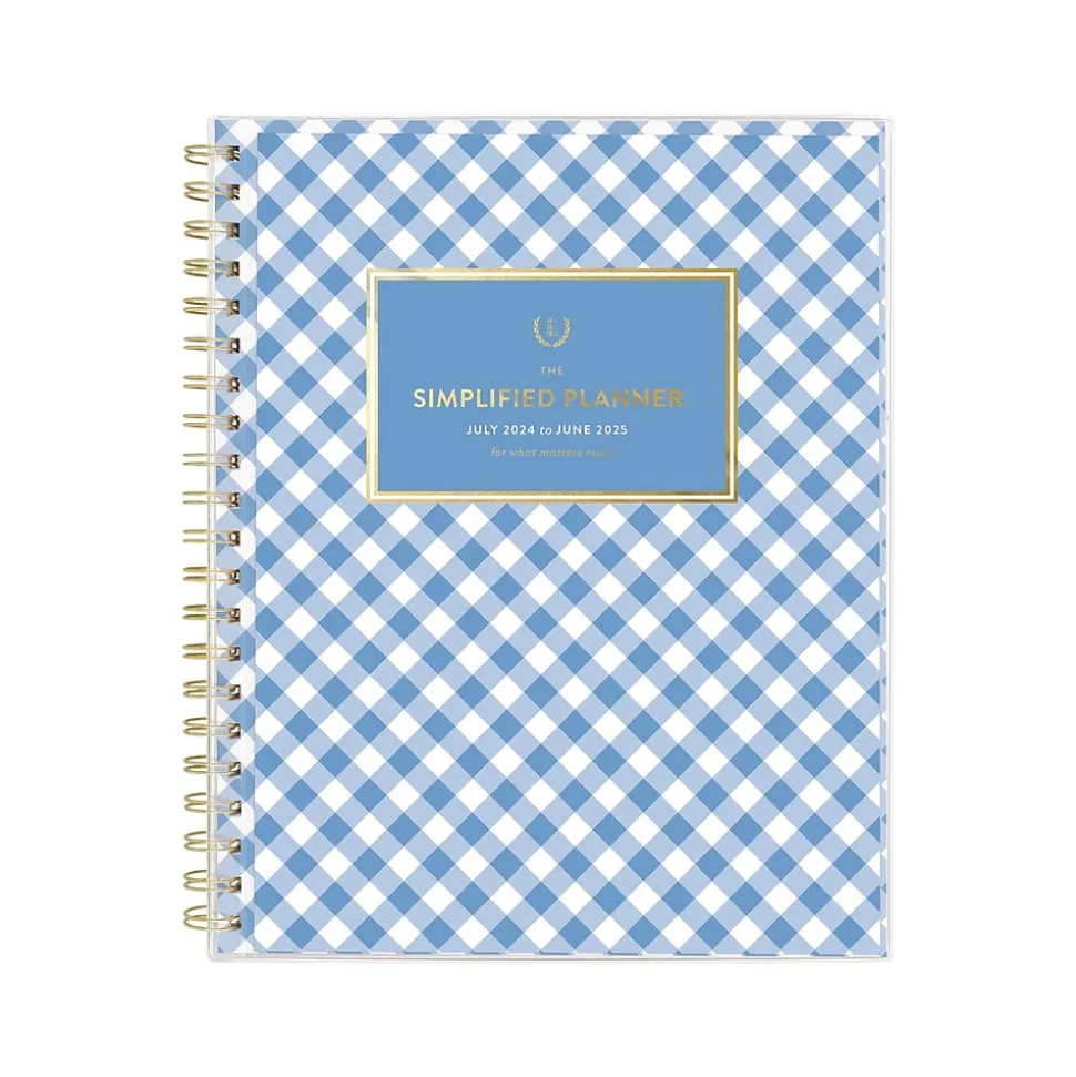 2024-2025 AT-A-GLANCE Simplified by Emily Ley Gingham 8.5" x 11" Academic Weekly & Monthly Planner, Blue/White (EL26-901A-25)