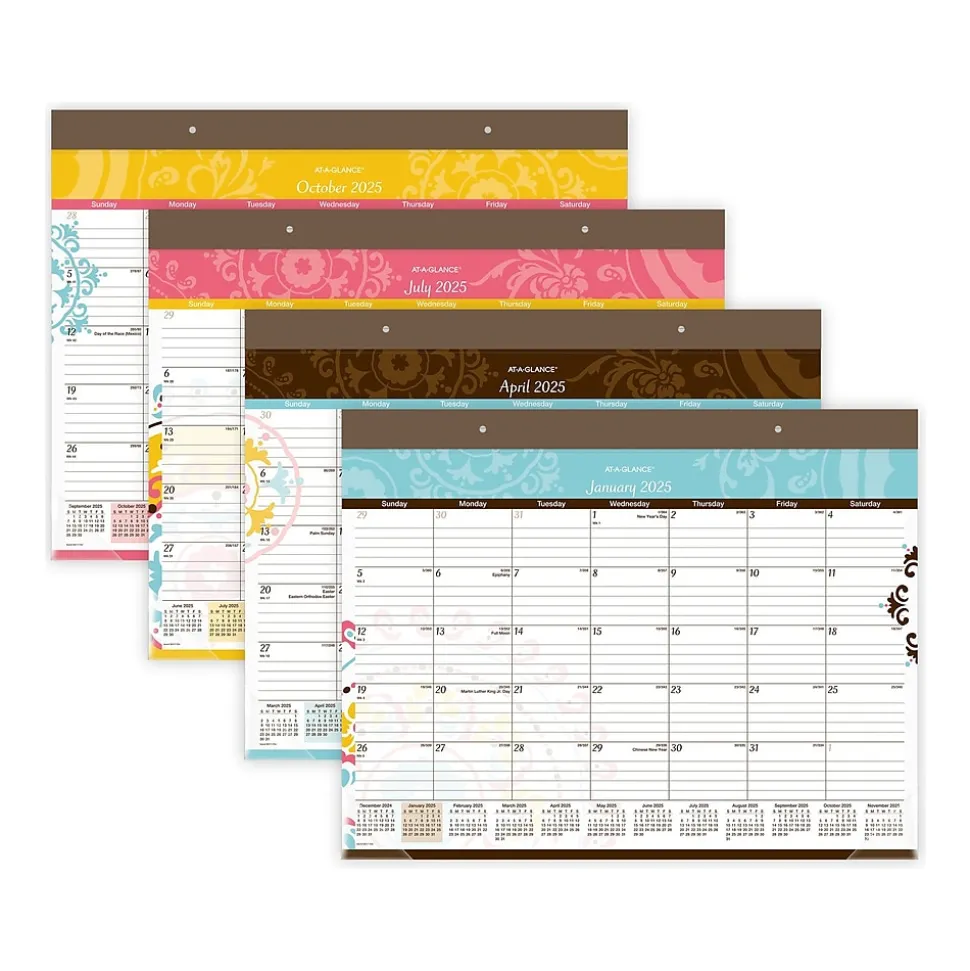 2025 AT-A-GLANCE Suzani 21.75" x 17" Monthly Desk Pad Calendar (SK17-704-25)