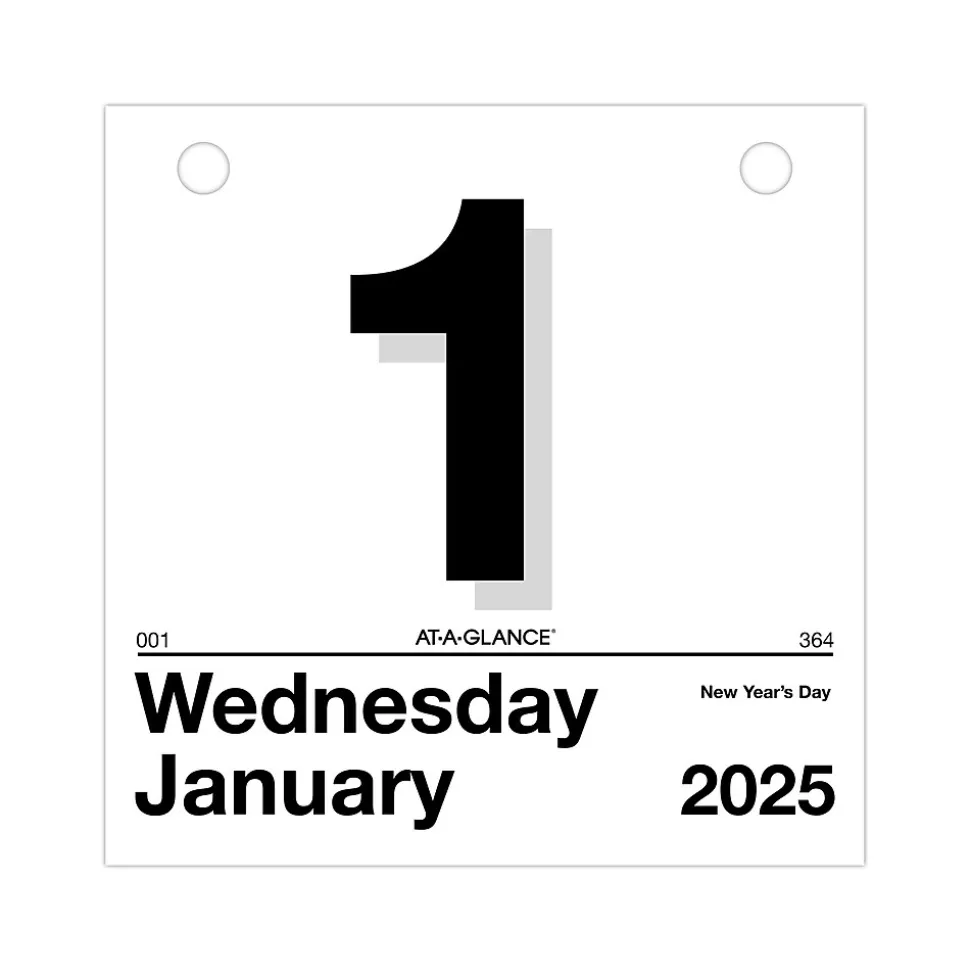 2025 AT-A-GLANCE Today Is 6" x 6" Daily Calendar Refill, White/Black (K1-50-25)