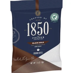 1850 Black Gold Ground Coffee, Fraction Pack, Dark Roast, 2.5 oz., 24/Carton (SMU02151)