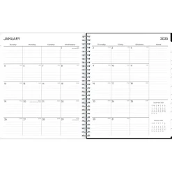 2025 Blue Sky Analeis 8" x 10" Monthly Planner, Plastic Cover, White/Black (100004-25)