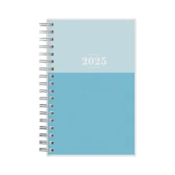 2025 Blue Sky Blue Block 3.63" x 6.13" Weekly & Monthly Planner, Plastic Cover, Blue/Light Blue (152251)