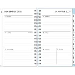 2025 Blue Sky Blue Block 3.63" x 6.13" Weekly & Monthly Planner, Plastic Cover, Blue/Light Blue (152251)