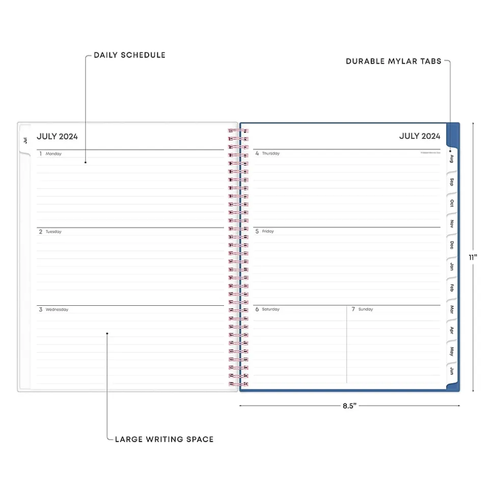 2024-2025 Blue Sky Brandice 8.5" x 11" Academic Weekly & Monthly Planner, Plastic Cover, Multicolor (146847)