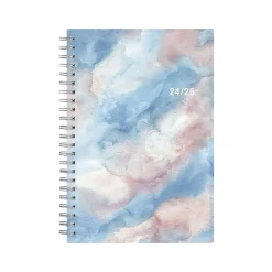 2024-2025 Blue Sky Cloudsy 5" x 8" Academic Weekly & Monthly Planner, Plastic Cover, Blue/Brown (150128)