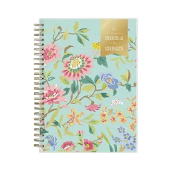 2024-2025 Blue Sky Day Designer Climbing Floral Mint 5.88" x 8.63" Academic Weekly & Monthly Planner, Plastic Cover