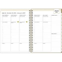 2025 Blue Sky Day Designer Gold Spotty 5.88" x 8.63" Weekly & Monthly Planner, Plastic Cover, White/Gold (148133)