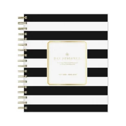 2024-2025 Blue Sky Day Designer Rugby Stripe 8" x 10" Academic Daily & Monthly Planner, Black/White (144875)