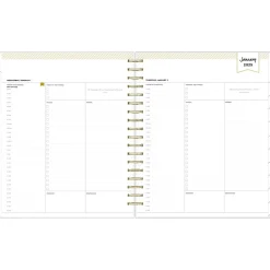2025 Blue Sky Day Designer Rugby Stripe 8" x 10" Daily & Monthly Planner, Plastic Cover, Black/White (148120)