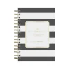 2025 Blue Sky Day Designer Rugby Stripe 5" x 8" Daily & Monthly Planner, Plastic Cover, Black/White (148121)