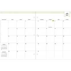 2024-2025 Blue Sky Day Designer Spotty Small Gold 8.5" x 11" Academic Monthly Planner, Plastic Cover, White/Gold (149829)