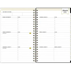 2025 Blue Sky Day Designer Swiss Dot 5" x 8" Weekly & Monthly Planner, Plastic Cover, Black/Gold (148135)