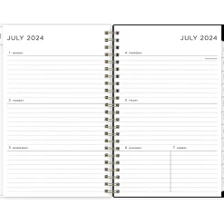 2024-2025 Blue Sky Leopard Black 5" x 8" Academic Weekly & Monthly Planner, Plastic Cover, Black/White (149047-A25)