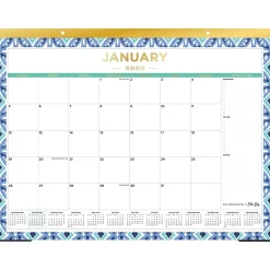 2025 Blue Sky Tile 22" x 17" Monthly Desk Pad Calendar, Blue/White (133694-25)