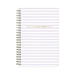 2025 Blue Sky Wednesday Stripe 5" x 8" Weekly & Monthly Planner, Plastic Cover, Purple/White (147944)