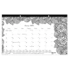 2025 Blueline DoodlePlan Botanica 17.75" x 10.88" Monthly Coloring Desk Pad Calendar, White/Black (C2917001)
