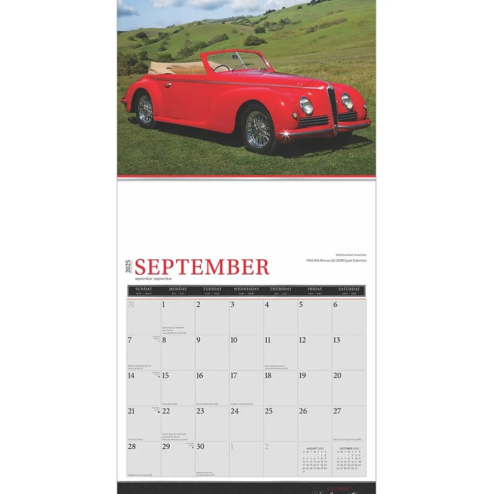 2025 Brown Trout Motor Club Classic Italian Cars 12" x 12" Monthly Wall Calendar (9781975476076)