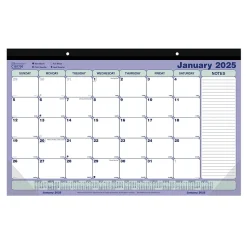 2025 Brownline 17.75" x 10.87" Monthly Desk Pad Calendar, White/Blue (C181700)