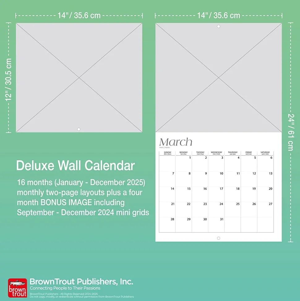 2025 BrownTrout American Muscle Cars 7" x 12" Monthly Deluxe Wall Calendar (9781975479398)