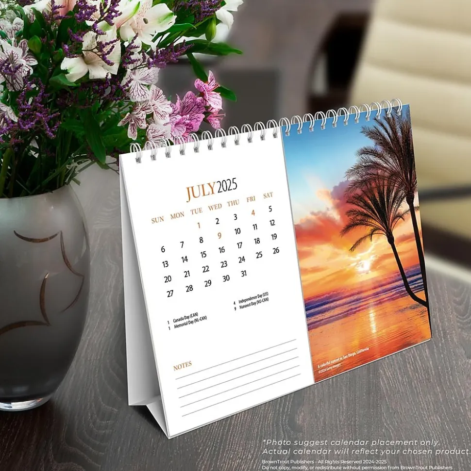 2025 BrownTrout Beaches 7.5" x 6" Monthly Double-View Easel Desk Calendar (9781975478445)