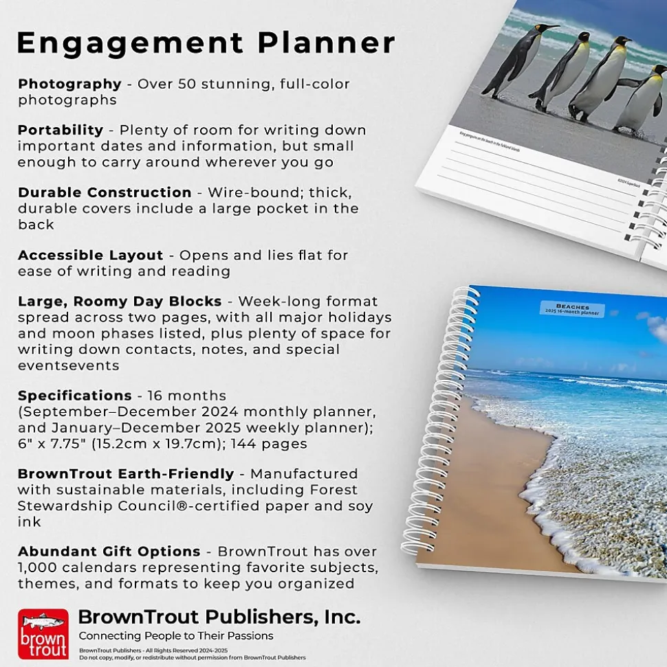 2025 BrownTrout Beaches 6" x 7.75" Weekly Engagement Planner, Paper Cover, Multicolored (9781975473198)