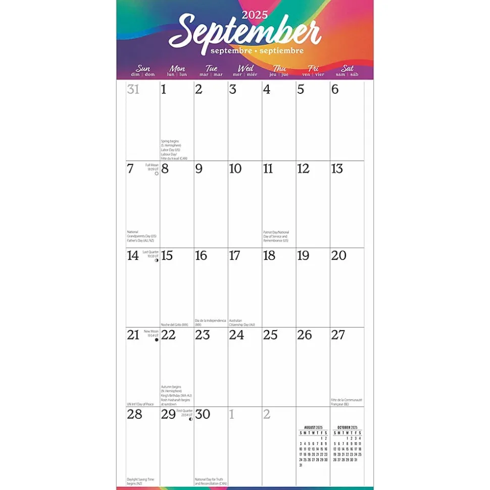 2025 BrownTrout Big & Bright Large Print 12" x 12" Monthly Square Wall Calendar (9781975478384)