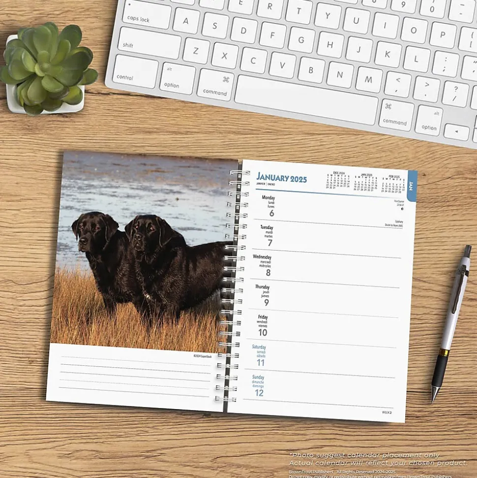 2025 BrownTrout Black Labrador Retrievers 6" x 7.75" Weekly Engagement Planner, Paper Cover, Multicolored (9781975473235)
