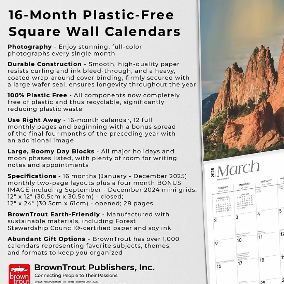 2025 BrownTrout Colorado Wild & Scenic 12" x 24" Monthly Square Wall Calendar (9781975474713)