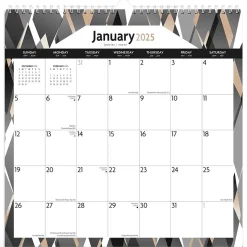 2025 BrownTrout Ebony and Ivory 12" x 12" Monthly Wire-O Wall Calendar (9781975478490)