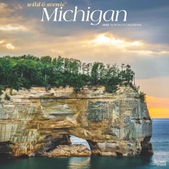 2025 BrownTrout Michigan Wild & Scenic 12" x 24" Monthly Square Wall Calendar (9781975475277)