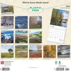 2025 BrownTrout Rhode Island Wild & Scenic 12" x 24" Monthly Square Wall Calendar, (9781975475611)