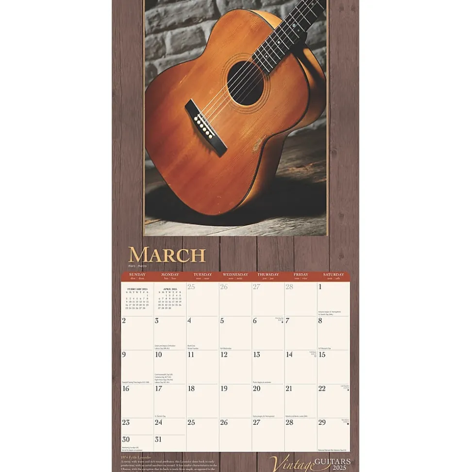 2025 BrownTrout Vintage Guitars 12" x 12" Monthly Wall Calendar (9781975478018)