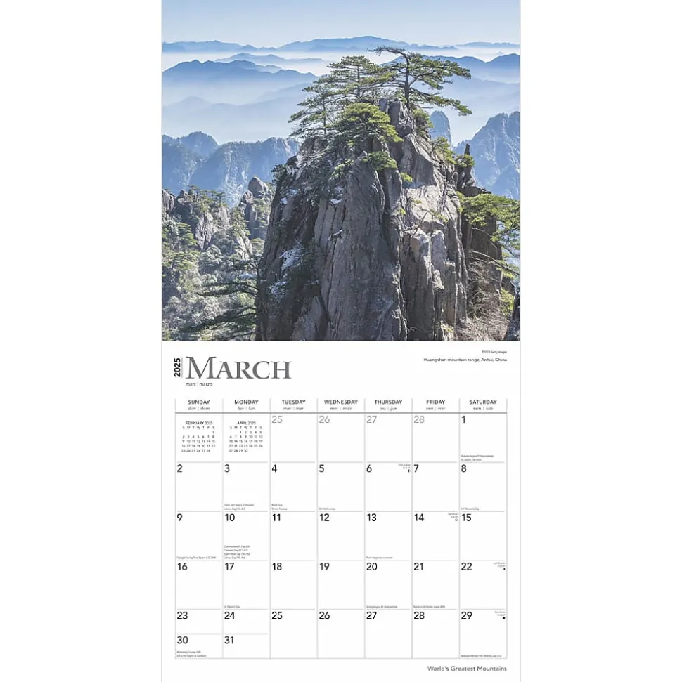 2025 BrownTrout World's Greatest Mountains 12" x 12" Monthly Square Wall Calendar (9781975475338)