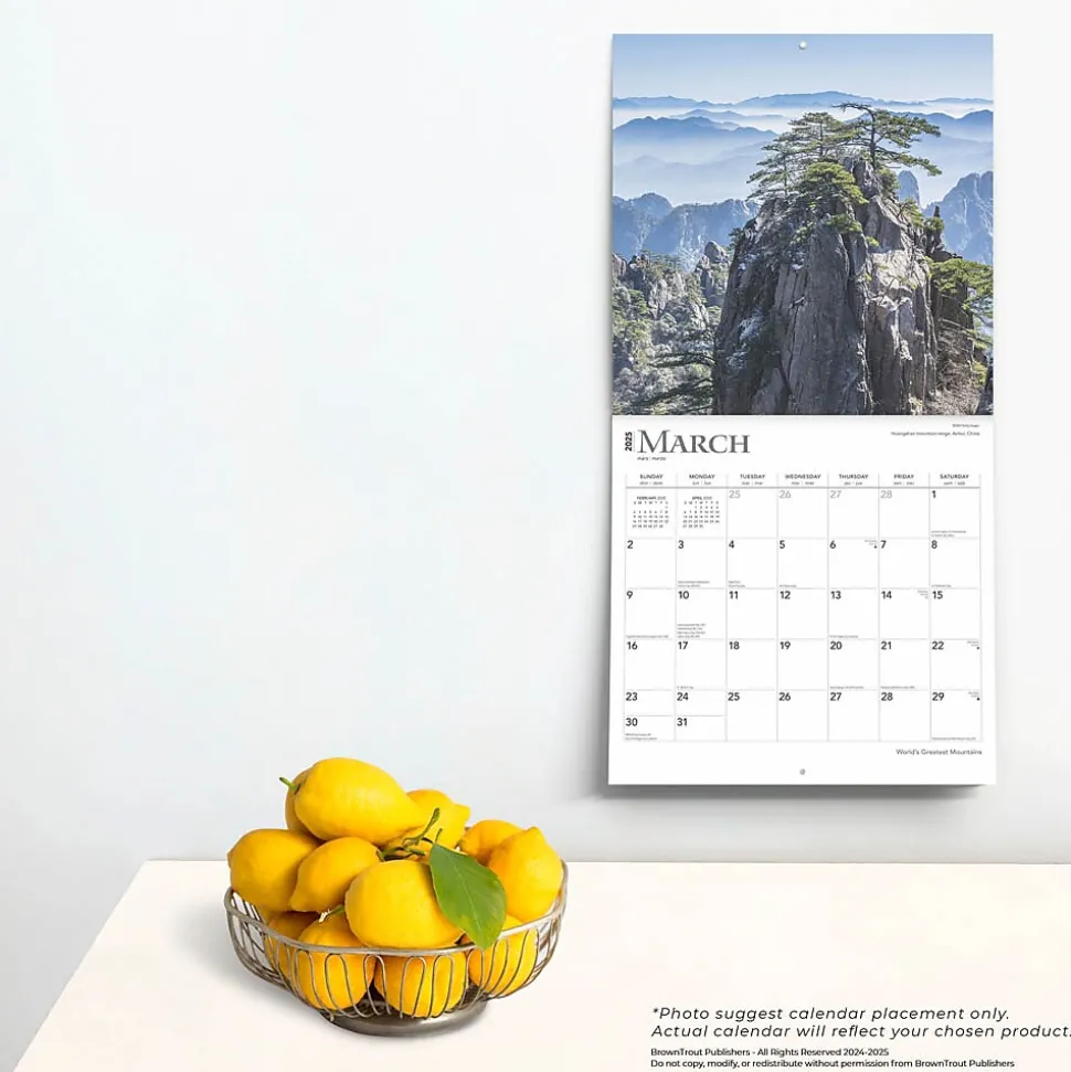 2025 BrownTrout World's Greatest Mountains 12" x 12" Monthly Square Wall Calendar (9781975475338)