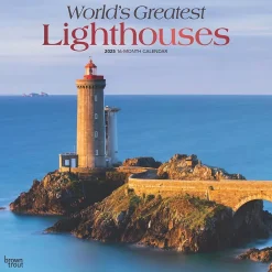 2025 BrownTrout World's Greatest Lighthouses 12" x 24" Monthly Square Wall Calendar, (9781975475970)