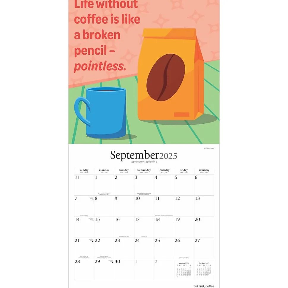 2025 Brush Dance But First Coffee 12" x 24" Monthly Square Wall Calendar, (9781975478544)