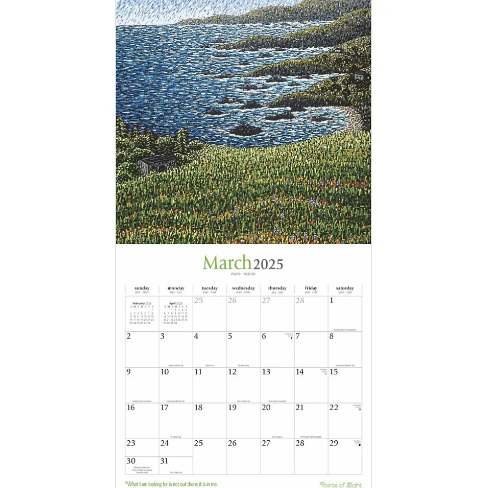 2025 Brush Dance Points of Light 12" x 24" Monthly Square Wall Calendar, (9781975481230)