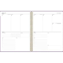 2024-2025 Cambridge WorkStyle Balance Purple Swirl 8.5" x 11" Academic Weekly & Monthly Planner, Poly Cover, Purple/Gold