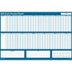 2025 ComplyRight 36" x 24" Yearly Dry Erase Wall Calendar, Vacation, Blue/White (J1712)
