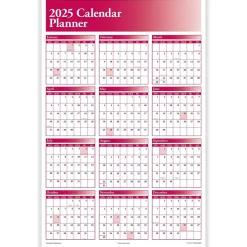 2025 ComplyRight Full Calendar Planner 36" x 24" Yearly Dry Erase Wall Calendar, Burgundy (J0056BU)