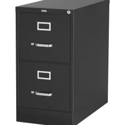 25" Deep Vertical File Cabinet, Letter, 2-Drawer, Black