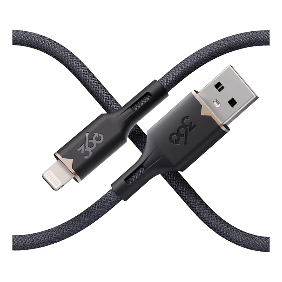 360 Electrical Fluid Lightning to USB-A Charging Cable, 5 ft., Granite (3E0794-GRG8NA)