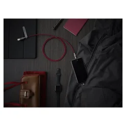 360 Electrical Habitat 4' USB A Male/Lightning 8-Pin Male, Cranberry (360650-CB)