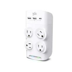 360 Electrical Revolve45 4-Outlet 3-USB Port Surge Protector, White (3E0771-WHT6NA)