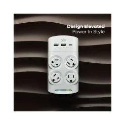 360 Electrical Revolve45 4-Outlet 3-USB Port Surge Protector, White (3E0771-WHT6NA)
