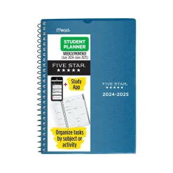 2024-2025 Five Star 5.5" x 8.5" Academic Weekly & Monthly Customizable Planner, Poly Cover, Assorted Colors (CAW451-00-25)