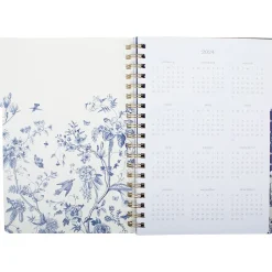 2024-2025 Fringe Chinoiserie 7.5" x 10.25" Academic Weekly & Monthly Planner, Paper Cover, White/Navy Blue (529301FSC)